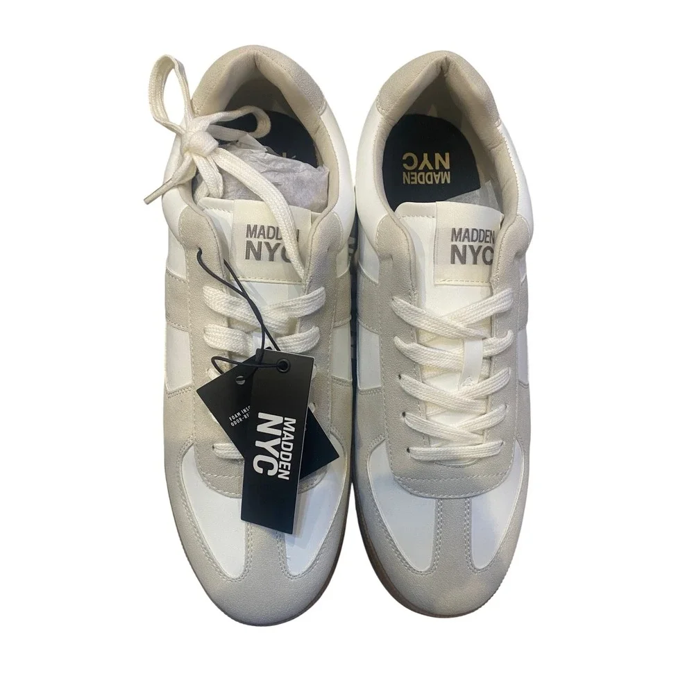 Madden NYC Mens Morddy Fashion Casual Sneakers White Beige Gum Sole 10.5 NEW